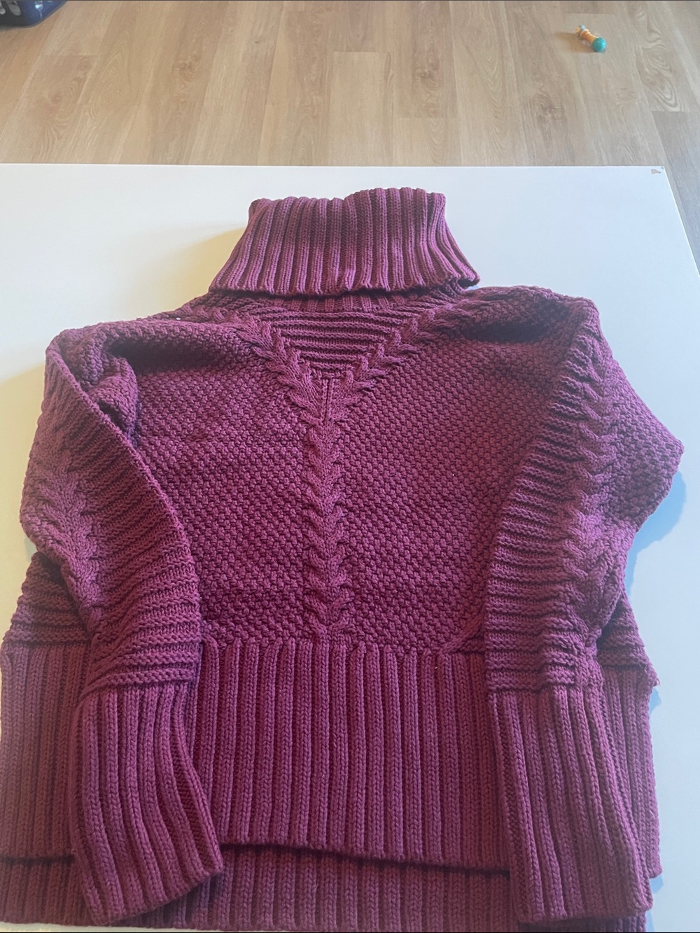 Textured Burgundy Turtleneck Sweater